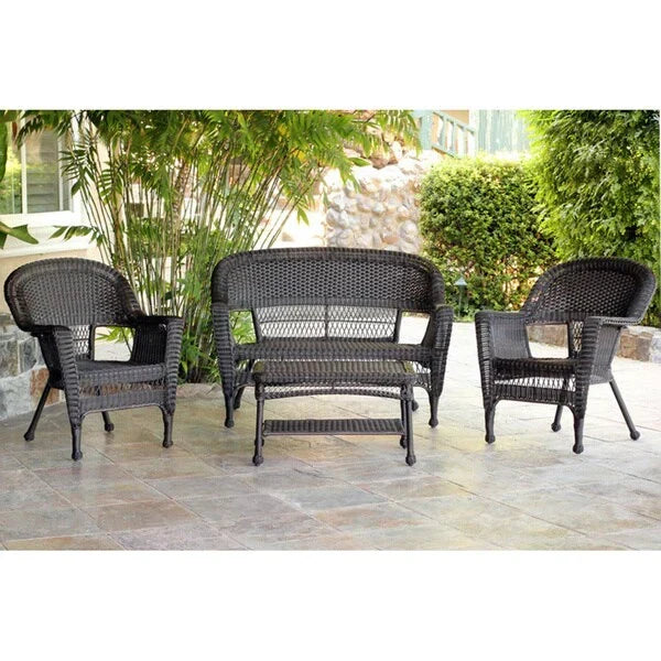 Salon de conversation 4 pièces en osier pour terrasse – Sanzelize Design