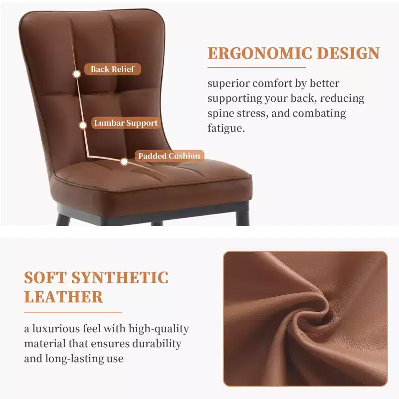 Lot de 6 chaises de salle à manger, modernes, rembourrées, en similicuir, avec haut dossier, pieds en métal – Sanzelize Design