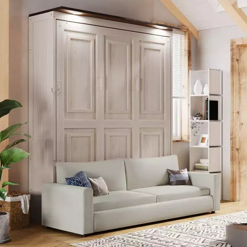 Lit escamotable 152 x 203 cm avec canapé, Lit escamotable 152 x 203 cm en bois avec éclairage LED – Sanzelize Design