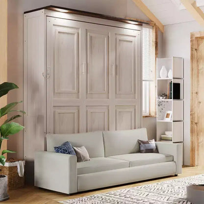 Lit escamotable 152 x 203 cm avec canapé, Lit escamotable 152 x 203 cm en bois avec éclairage LED – Sanzelize Design