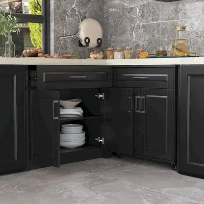 Meuble d'angle de cuisine efficace, îlot de cuisine en L: Grand espace de rangement avec tiroirs à glissière fluide – Sanzelize Design