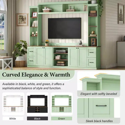 Meuble TV mural 4-en-1 de style campagnard, convient aux téléviseurs jusqu'à 178 cm – Sanzelize Design