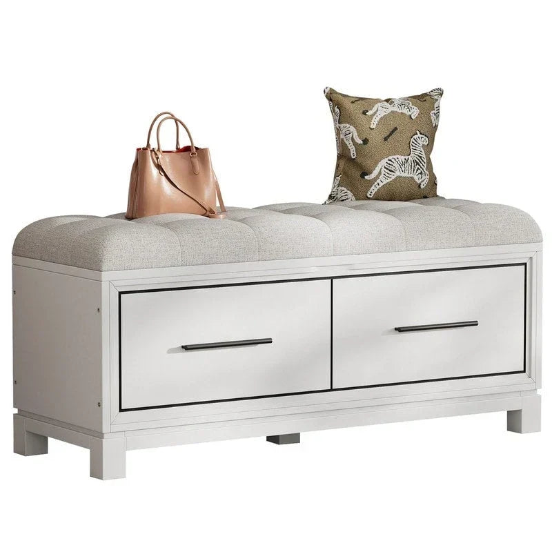 Banc à chaussures avec coussin amovible et rangement dissimulé pour l'entrée et le salon – Sanzelize Design