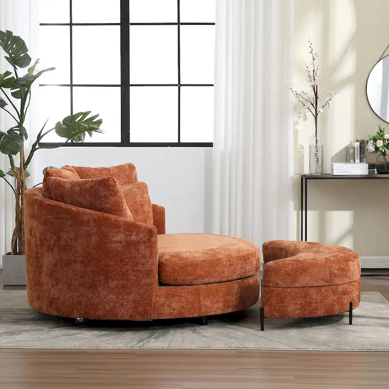 Fauteuil Moderne Rond Avec 5 Coussins Et Pouf Optionnel – Sanzelize Design