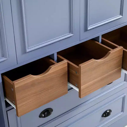 Garde-manger de cuisine autoportant de 180 cm de haut, grand buffet de salle à manger avec 4 portes pliantes, étagères – Sanzelize Design
