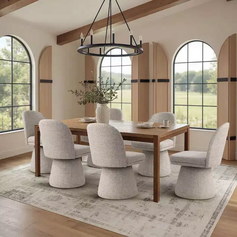 Lot de 6 chaises de salle à manger modernes sans accoudoirs, pivotantes à 360°, avec piétement tulipe – Sanzelize Design