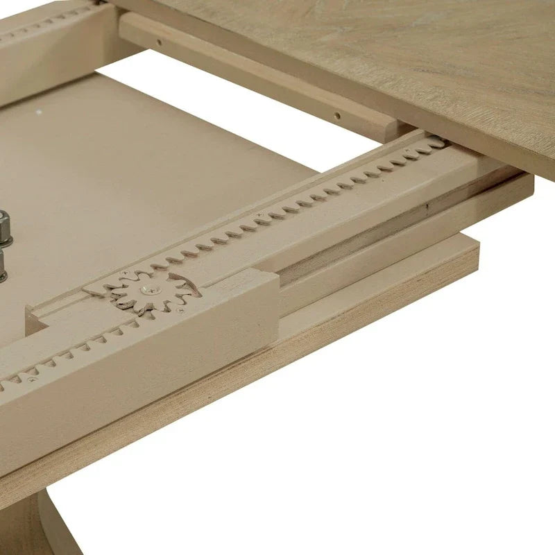 Table à dîner ronde sur pied avec rallonges escamotables - 2 finitions – Sanzelize Design