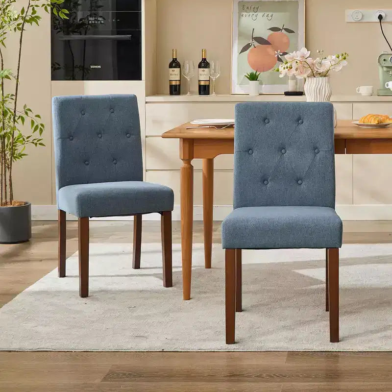 Lot de 6 / 4 chaises de salle à manger Parsons capitonnées - Chaises de cuisine en tissu rembourrées avec pieds en bois – Sanzelize Design