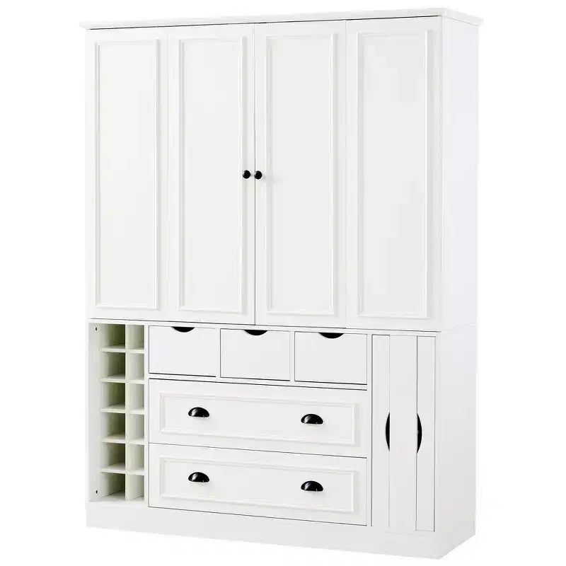 Garde-manger de cuisine autoportant de 180 cm de haut, grand buffet de salle à manger avec 4 portes pliantes, étagères – Sanzelize Design