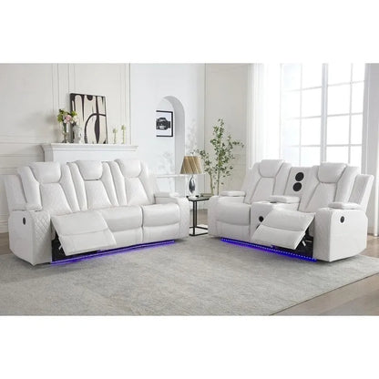 Canapé inclinable électrique avec chargeur sans fil, liseuse pour salon, lumière LED en similicuir, port AC/USB – Sanzelize Design