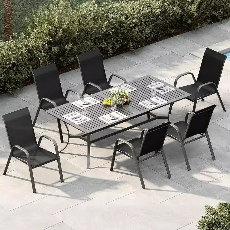 Chaises de jardin, Lot de 4/6 chaises de salle à manger empilables d'extérieur en textilène léger résistant aux – Sanzelize Design