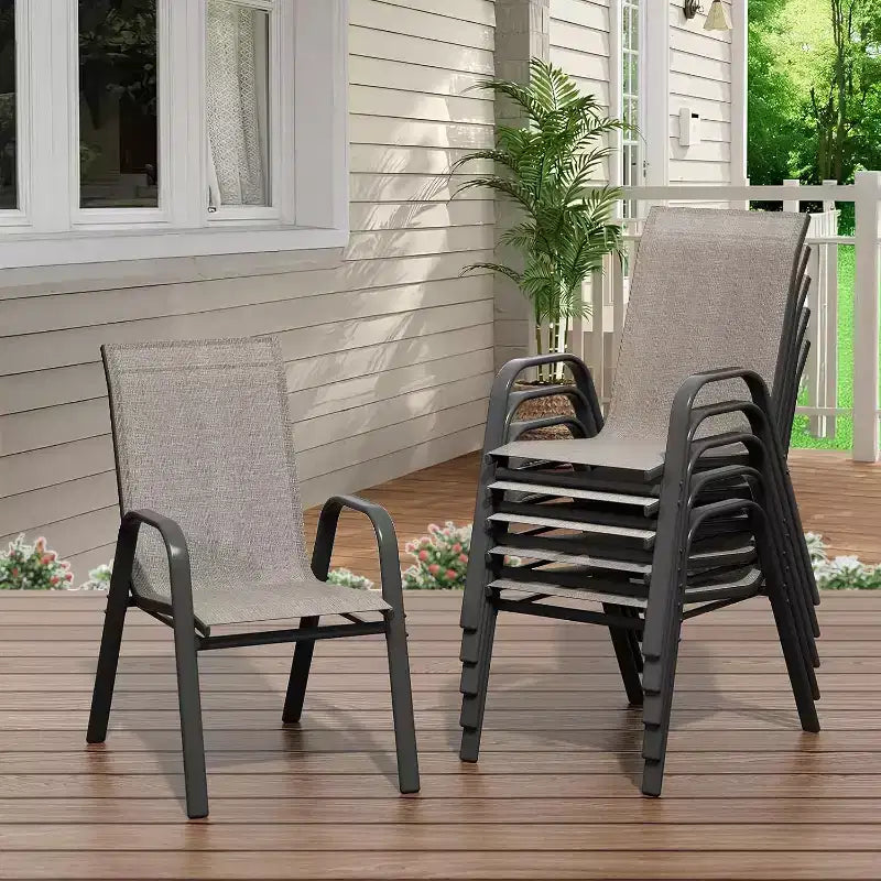 Chaises de jardin, Lot de 4/6 chaises de salle à manger empilables d'extérieur en textilène léger résistant aux – Sanzelize Design
