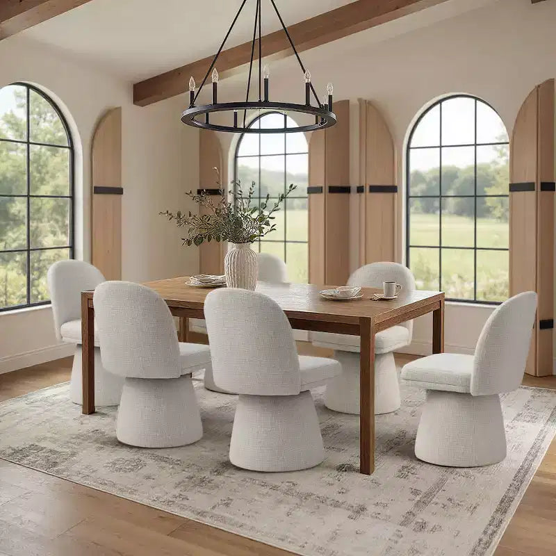 Lot de 6 chaises de salle à manger modernes sans accoudoirs, pivotantes à 360°, avec piétement tulipe – Sanzelize Design
