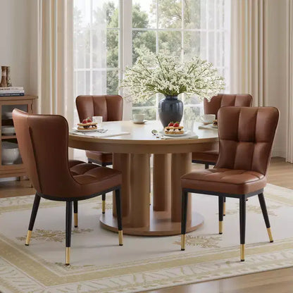 Lot de 6 chaises de salle à manger, modernes, rembourrées, en similicuir, avec haut dossier, pieds en métal – Sanzelize Design