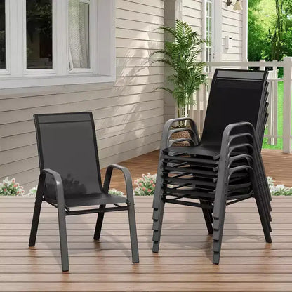 Chaises de jardin, Lot de 4/6 chaises de salle à manger empilables d'extérieur en textilène léger résistant aux – Sanzelize Design