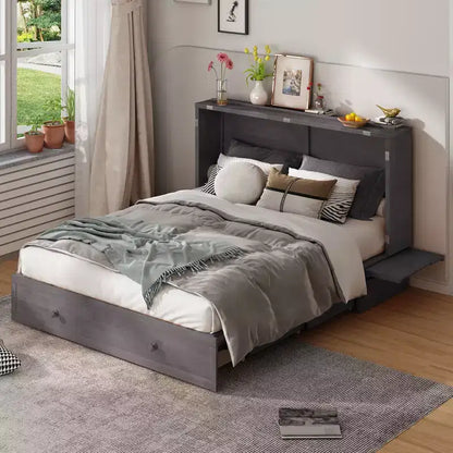 Lit escamotable Murphy 152 x 203 cm, lit coffre Cube avec station de charge et espace de rangement – Sanzelize Design