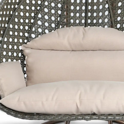 Fauteuil suspendu œuf 2 places avec support - Balançoire / hamac de jardin en rotin osier pour extérieur/intérieur avec – Sanzelize Design
