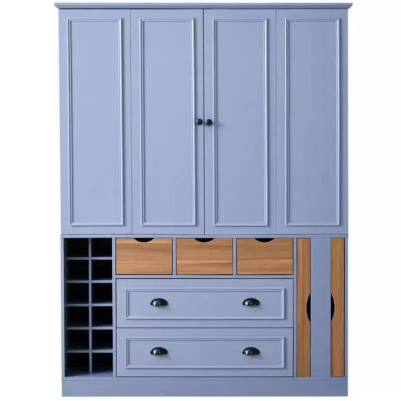 Garde-manger de cuisine autoportant de 180 cm de haut, grand buffet de salle à manger avec 4 portes pliantes, étagères – Sanzelize Design