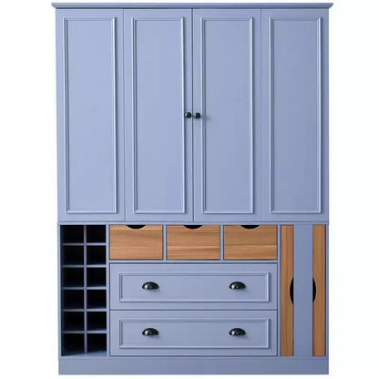 Garde-manger de cuisine autoportant de 180 cm de haut, grand buffet de salle à manger avec 4 portes pliantes, étagères – Sanzelize Design