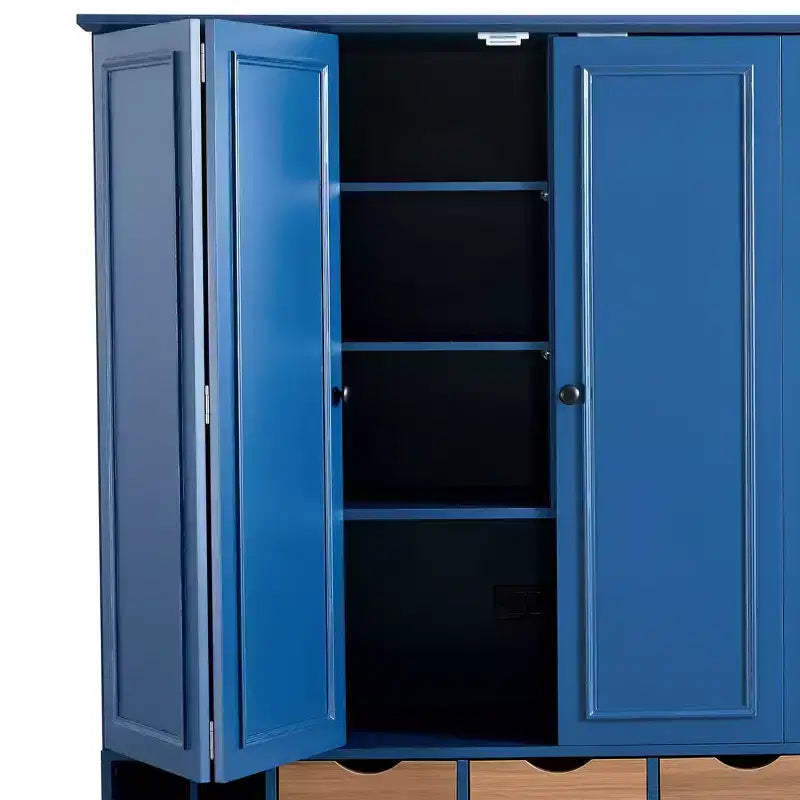 Garde-manger de cuisine autoportant de 180 cm de haut, grand buffet de salle à manger avec 4 portes pliantes, étagères – Sanzelize Design