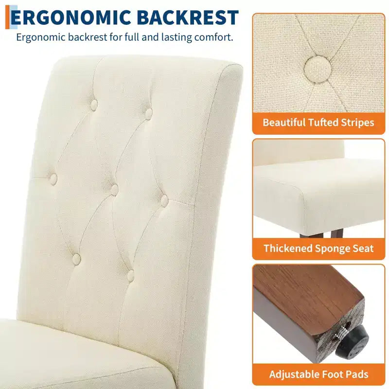 Lot de 6 / 4 chaises de salle à manger Parsons capitonnées - Chaises de cuisine en tissu rembourrées avec pieds en bois – Sanzelize Design