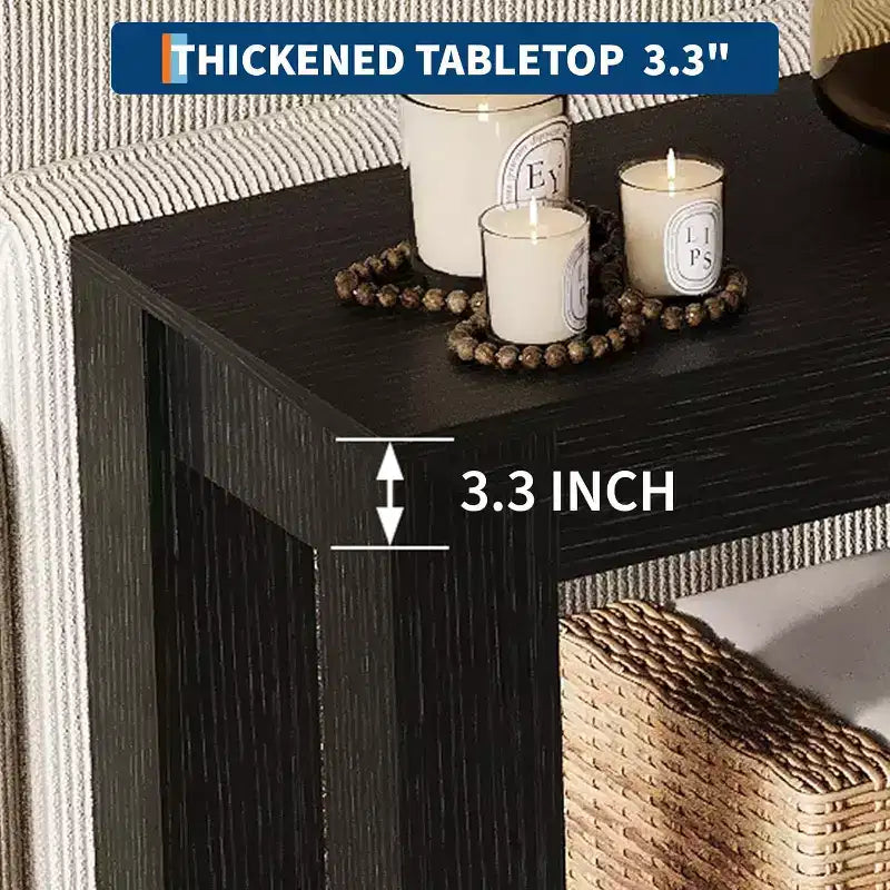 Table console d'entrée 160 cm avec 2 tiroirs, Table de canapé étroite en bois pour salon, couloir ou hall d'entrée – Sanzelize Design