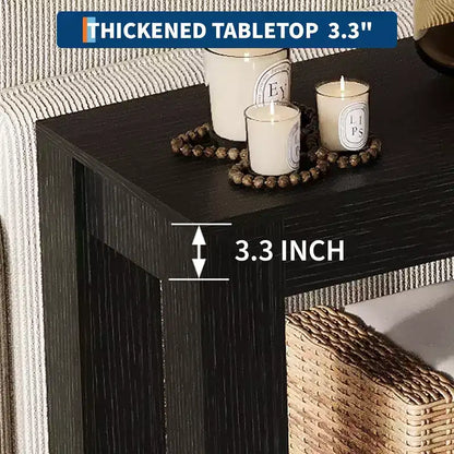 Table console d'entrée 160 cm avec 2 tiroirs, Table de canapé étroite en bois pour salon, couloir ou hall d'entrée – Sanzelize Design