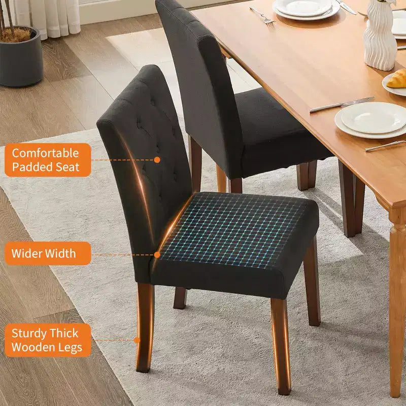Lot de 6 / 4 chaises de salle à manger Parsons capitonnées - Chaises de cuisine en tissu rembourrées avec pieds en bois – Sanzelize Design