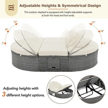 Lit de soleil extérieur double pour terrasse avec coussins et oreillers – Sanzelize Design