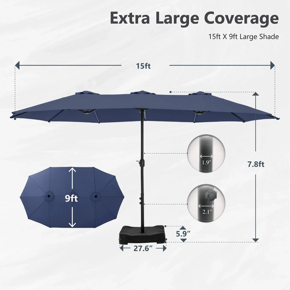 Grand Parasol Double Face de 4,5 m avec Base Incluse pour terrasse – Sanzelize Design