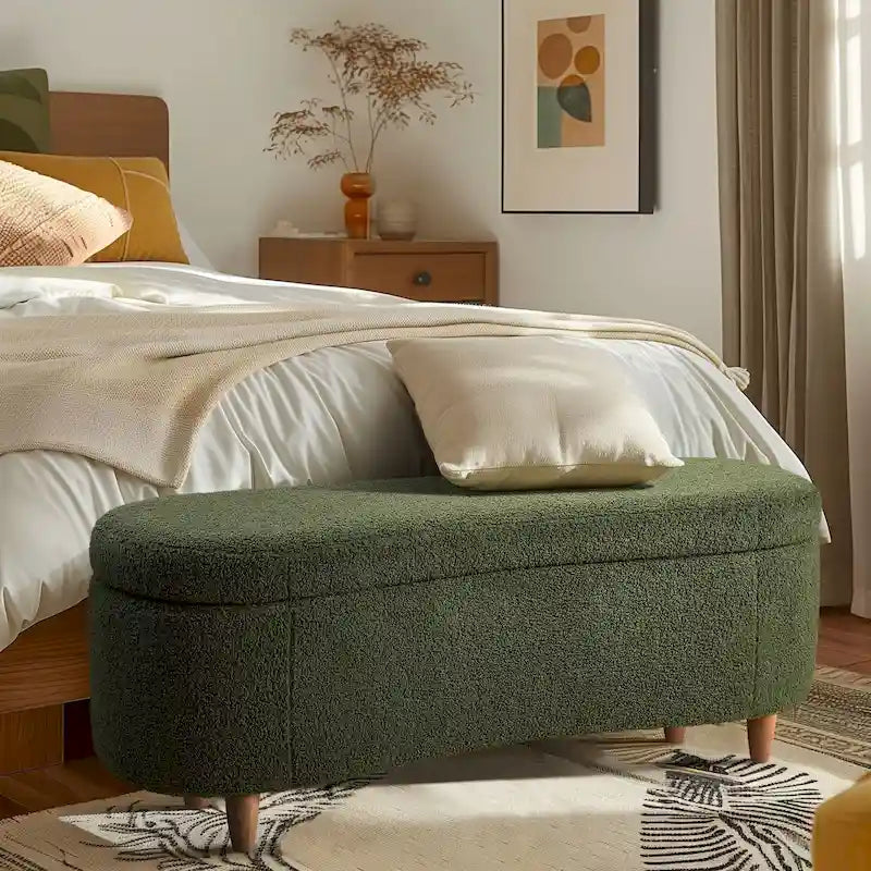 Banc de rangement rabattable Bailey Taupe Boucle – Sanzelize Design