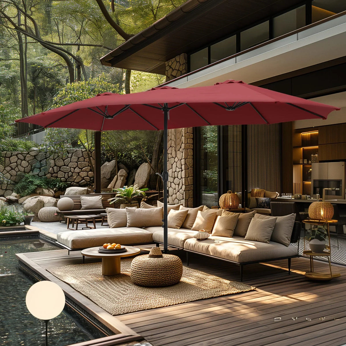 Grand Parasol Double Face de 4,5 m avec Base Incluse pour terrasse – Sanzelize Design