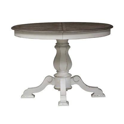 Table à dîner ronde sur pied avec rallonges escamotables - 2 finitions – Sanzelize Design