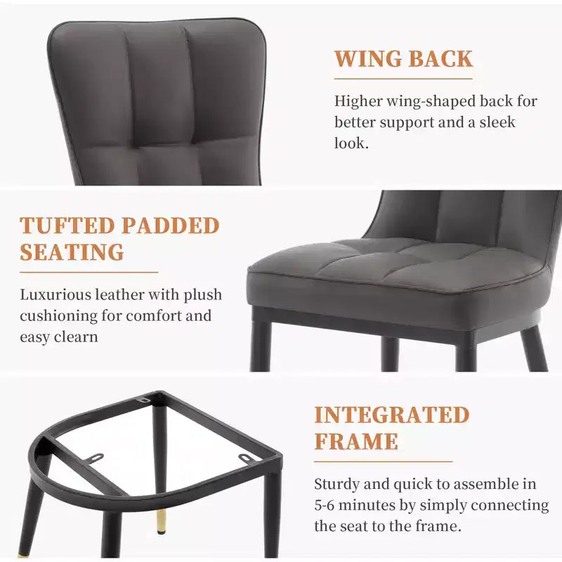 Lot de 6 chaises de salle à manger, modernes, rembourrées, en similicuir, avec haut dossier, pieds en métal – Sanzelize Design