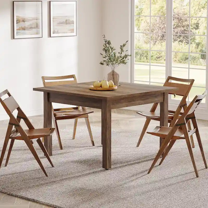 Table à manger carrée de 100 cm pour 2-4 personnes avec pieds en bois massif pour salon et salle à manger – Sanzelize Design