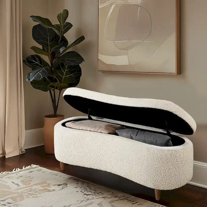 Banc de rangement rabattable Bailey Taupe Boucle – Sanzelize Design
