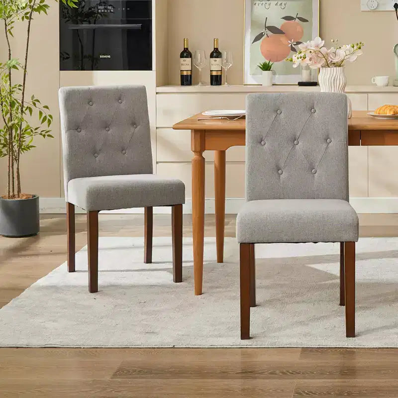 Lot de 6 / 4 chaises de salle à manger Parsons capitonnées - Chaises de cuisine en tissu rembourrées avec pieds en bois – Sanzelize Design