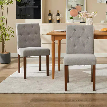 Lot de 6 / 4 chaises de salle à manger Parsons capitonnées - Chaises de cuisine en tissu rembourrées avec pieds en bois – Sanzelize Design
