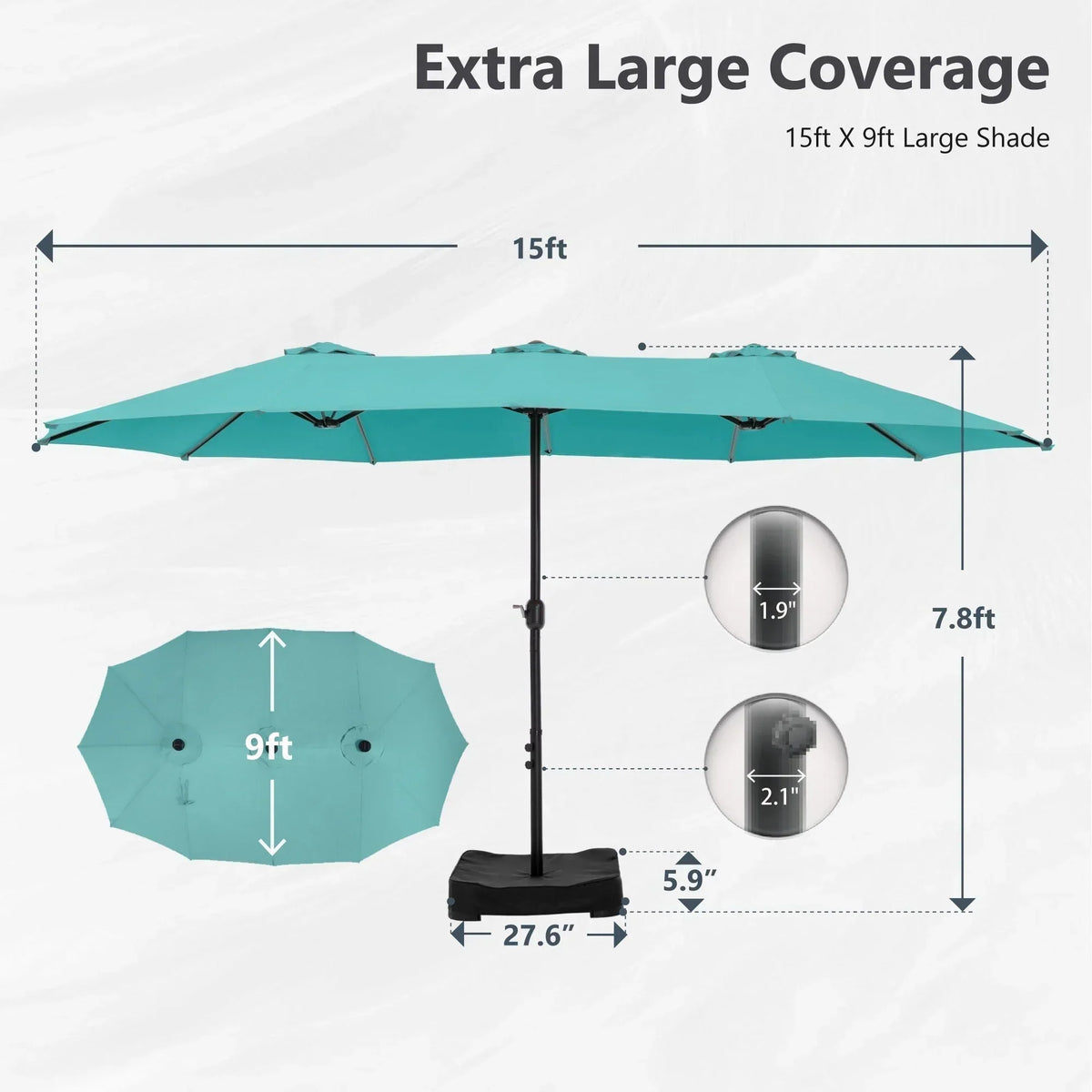 Grand Parasol Double Face de 4,5 m avec Base Incluse pour terrasse – Sanzelize Design