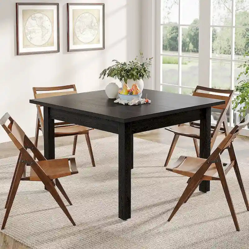 Table à manger carrée de 100 cm pour 2-4 personnes avec pieds en bois massif pour salon et salle à manger – Sanzelize Design