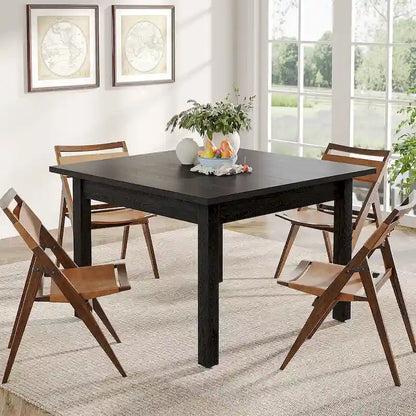 Table à manger carrée de 100 cm pour 2-4 personnes avec pieds en bois massif pour salon et salle à manger – Sanzelize Design