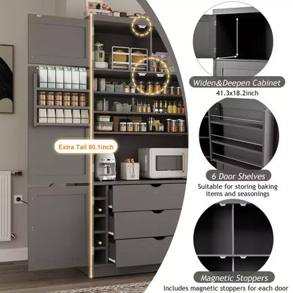 Grand meuble de garde-manger de cuisine avec prises électriques – Sanzelize Design