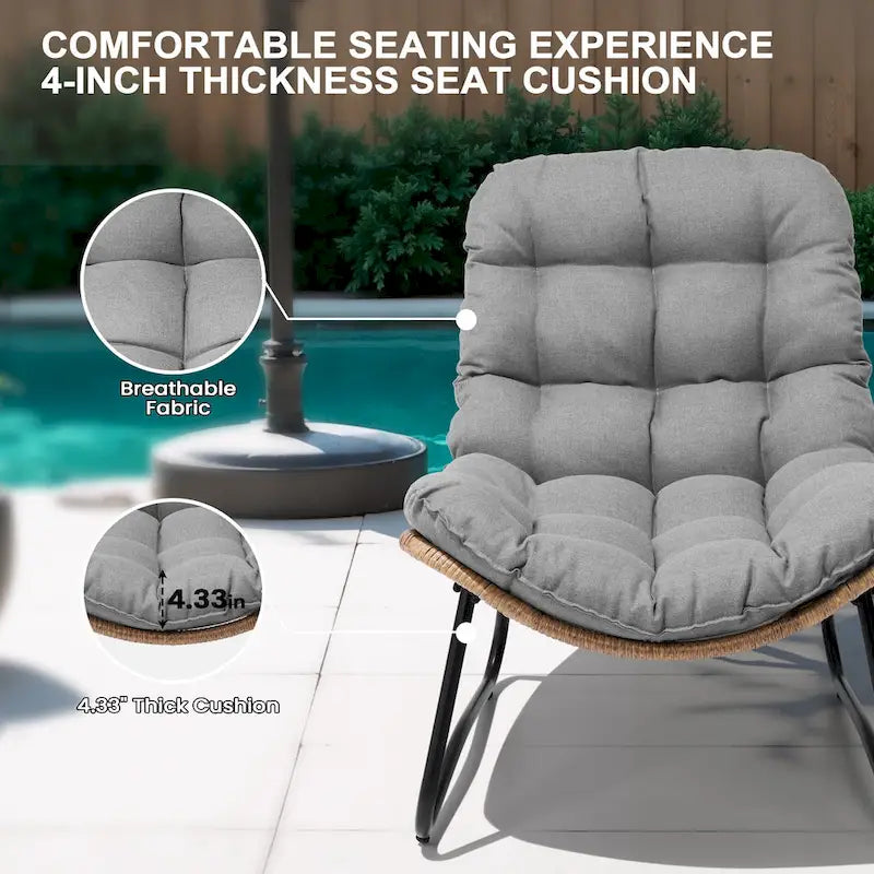 Chaises de jardin Papasan avec coussin, confortables, en rotin PE, avec table d'appoint – Sanzelize Design