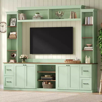 Meuble TV mural 4-en-1 de style campagnard, convient aux téléviseurs jusqu'à 178 cm – Sanzelize Design