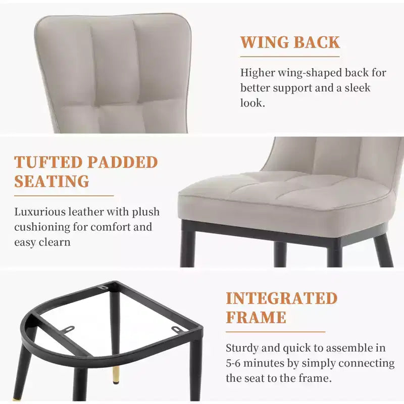 Lot de 6 chaises de salle à manger, modernes, rembourrées, en similicuir, avec haut dossier, pieds en métal – Sanzelize Design