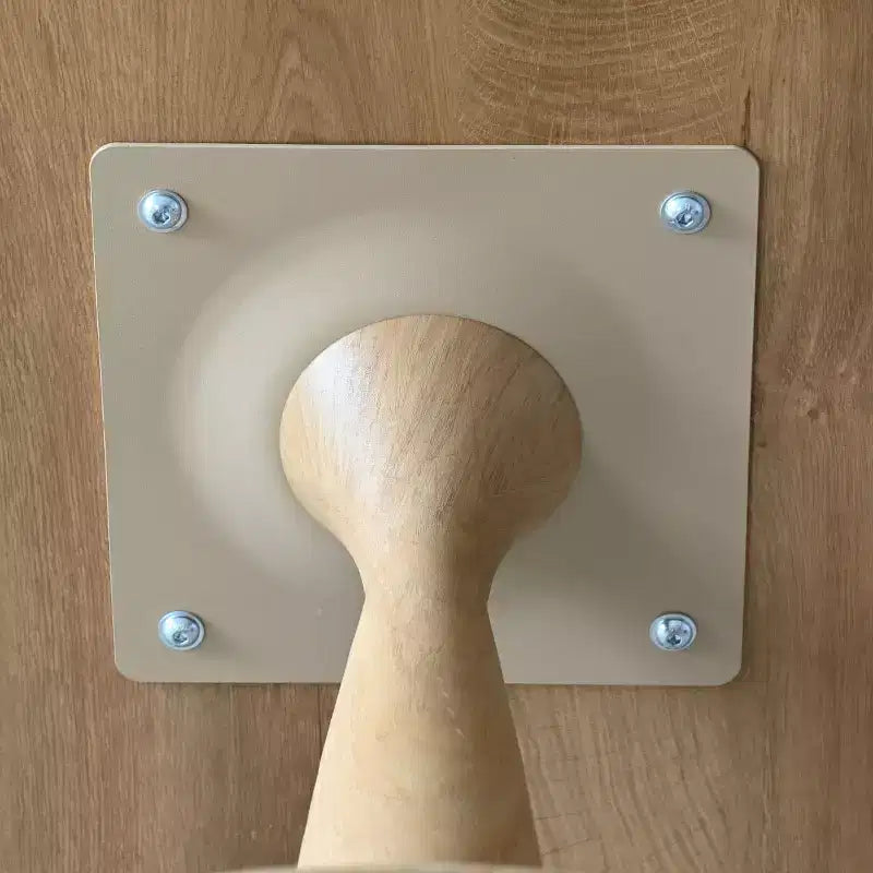 Table à manger ronde moderne avec piédestal, finition grain de bois – Sanzelize Design