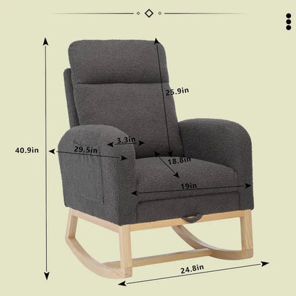 Fauteuil à bascule rembourré moderne de 75 cm de hauteur avec dossier haut – Sanzelize Design