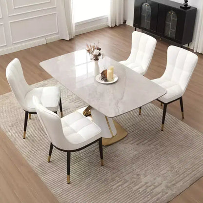 Lot de 6 chaises de salle à manger, modernes, rembourrées, en similicuir, avec haut dossier, pieds en métal – Sanzelize Design