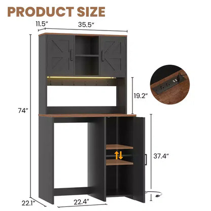 Meuble de cuisine avec espace mini-réfrigérateur, meuble de bar à café avec étagère de rangement – Sanzelize Design