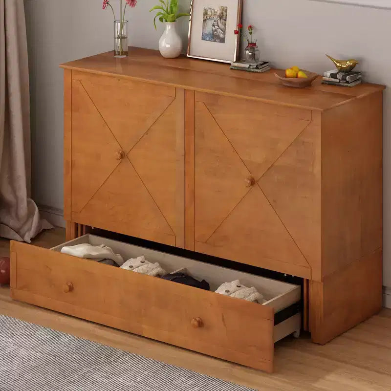 Lit escamotable Murphy 152 x 203 cm, lit coffre Cube avec station de charge et espace de rangement – Sanzelize Design